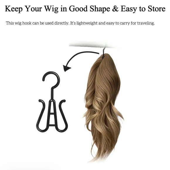 Black Wig Hanger Storage Tool – Hairpiece Holder for Wig Drying & Storage - Picture 2 of 6
